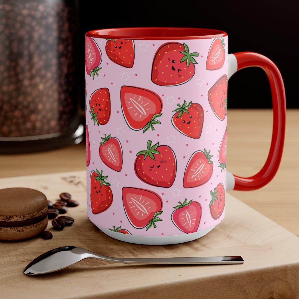 Kawaii Strawberries Coffee Mug - Puffin Lime