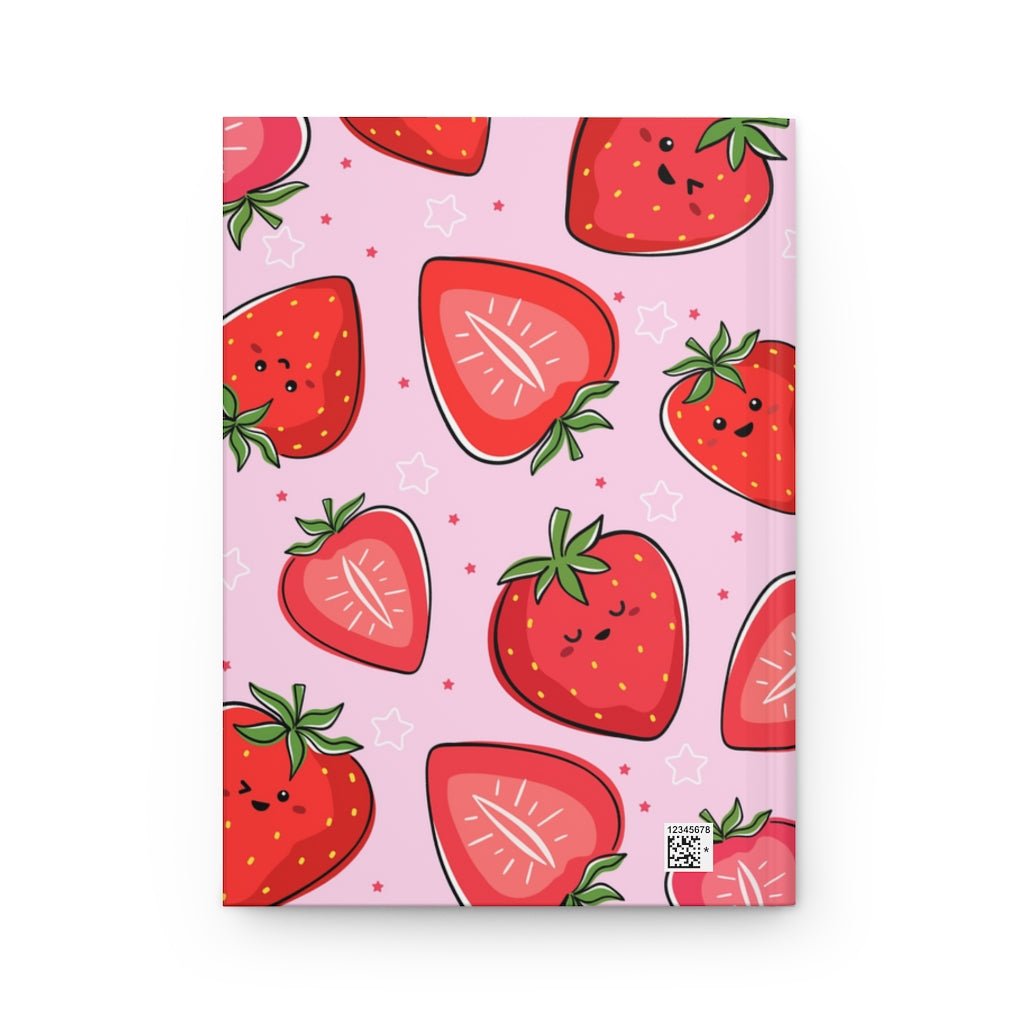 Kawaii Strawberries Hardcover Journal - Puffin Lime