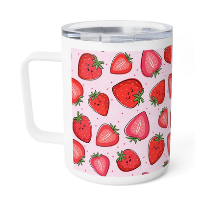 Kawaii Strawberries Insulated Coffee Mug, 10oz - Puffin Lime