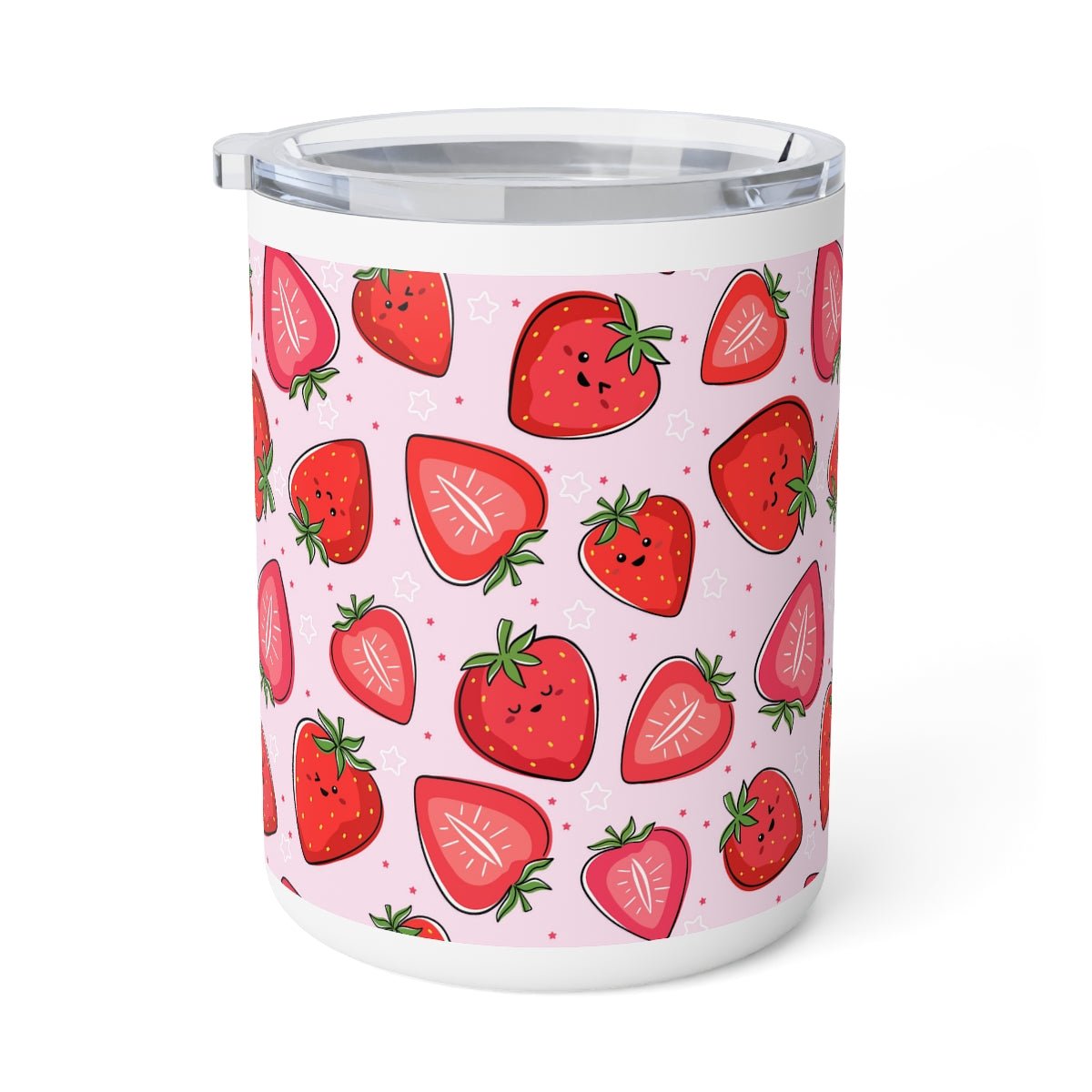 Kawaii Strawberries Insulated Coffee Mug, 10oz - Puffin Lime