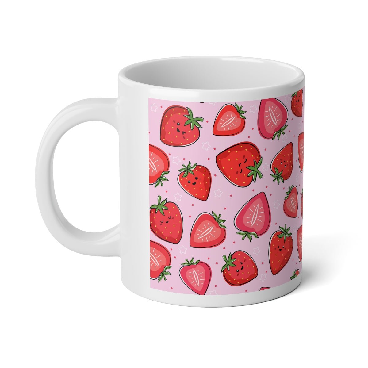 Kawaii Strawberries Jumbo Mug, 20oz - Puffin Lime