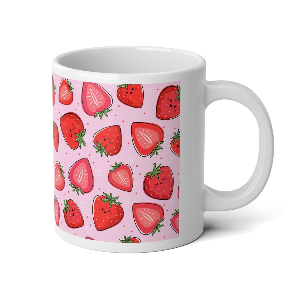 Kawaii Strawberries Jumbo Mug, 20oz - Puffin Lime