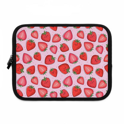 Kawaii Strawberries Laptop Sleeve - Puffin Lime