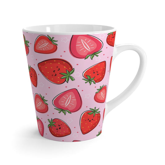 Kawaii Strawberries Latte Mug - Puffin Lime