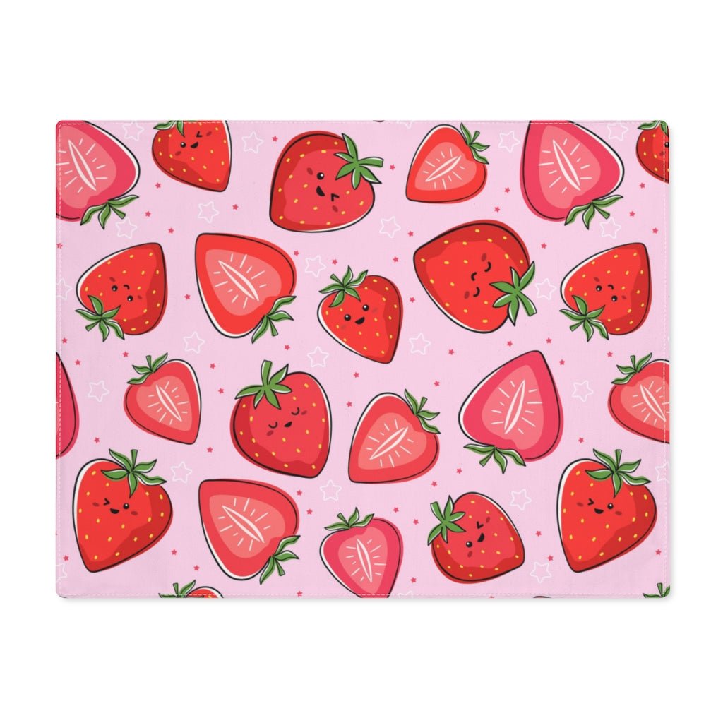 Kawaii Strawberries Placemat - Puffin Lime