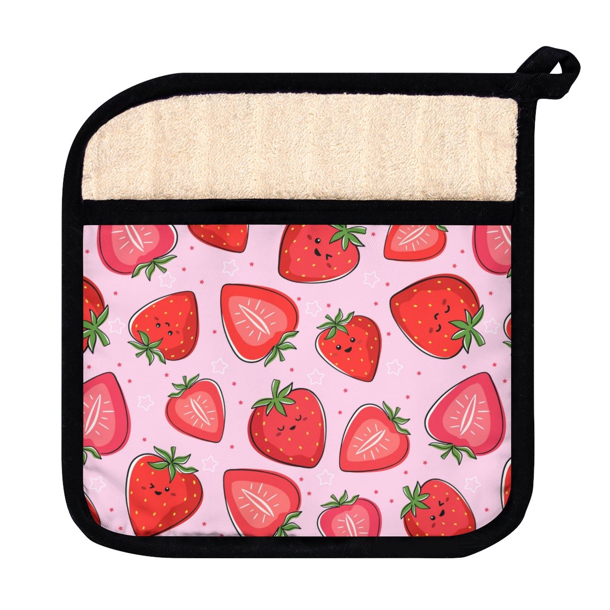 Kawaii Strawberries Pot Holder with Pocket - Puffin Lime