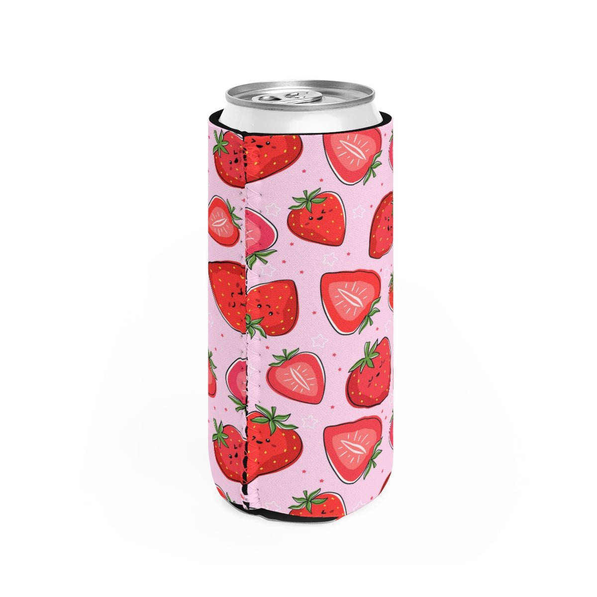 Kawaii Strawberries Slim Can Cooler - Puffin Lime