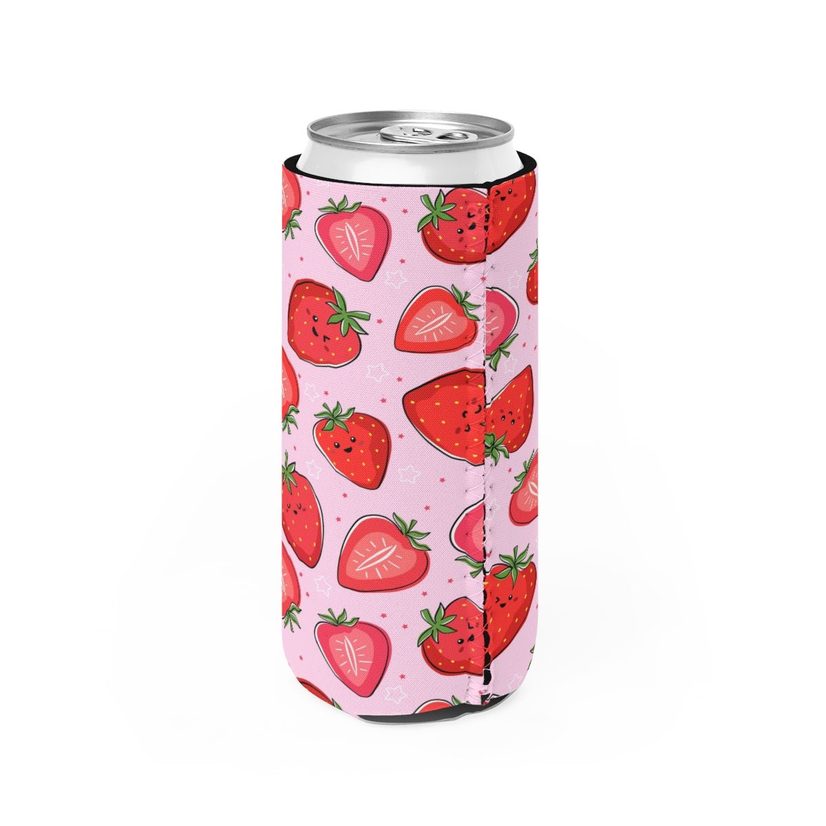 Kawaii Strawberries Slim Can Cooler - Puffin Lime
