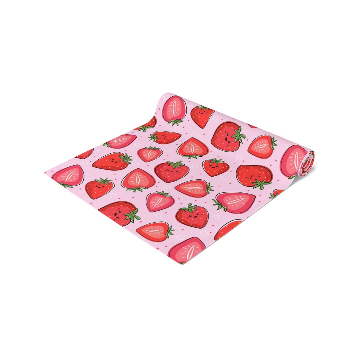 Kawaii Strawberries Table Runner - Puffin Lime