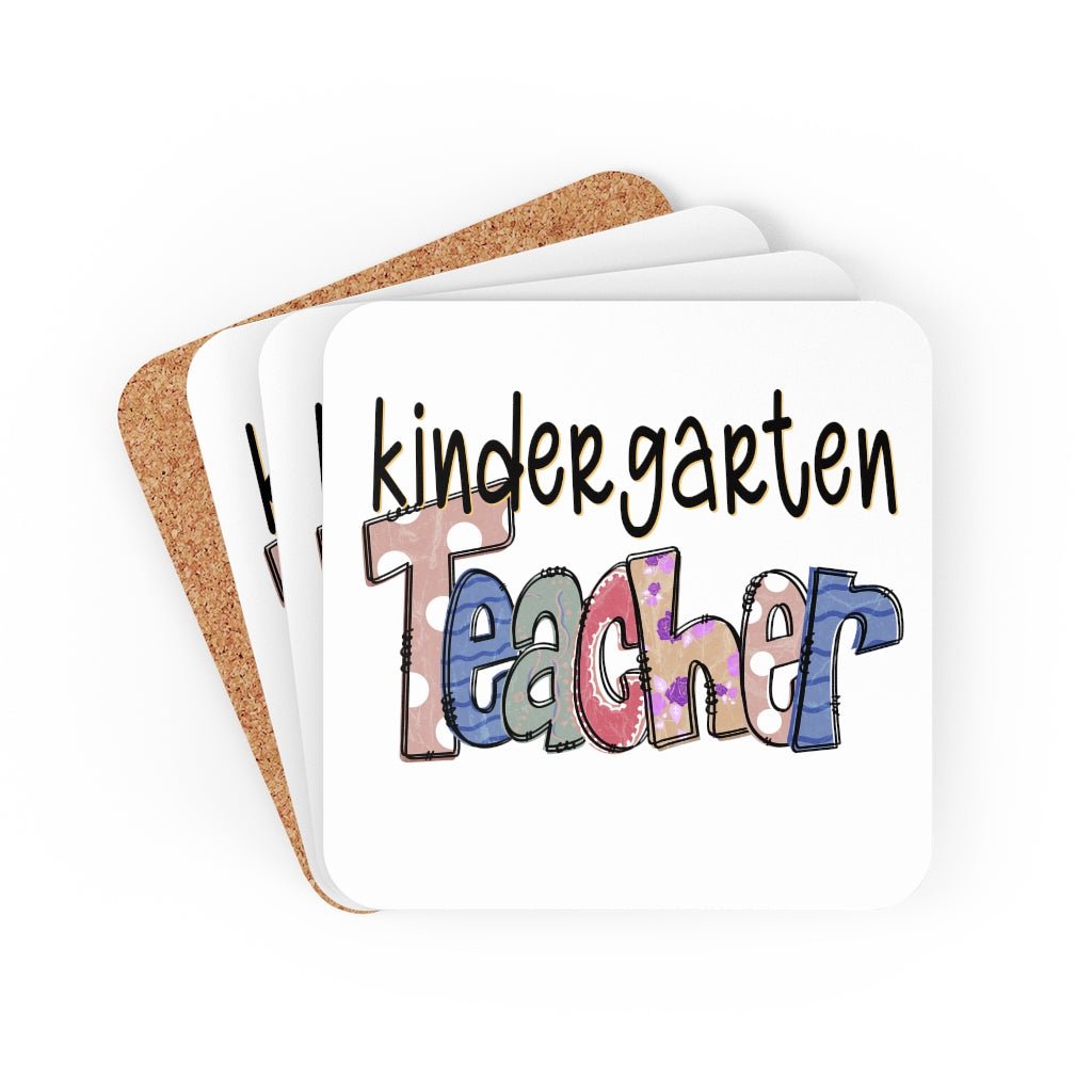 Kindergarten Teacher Corkwood Coaster Set - Puffin Lime