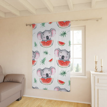 Koala Bears and Watermelons Window Curtains (1 Piece) - Puffin Lime