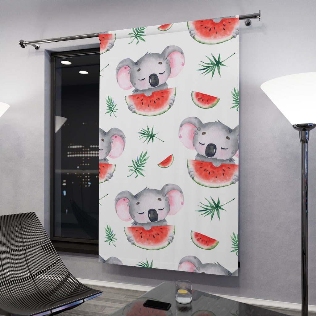 Koala Bears and Watermelons Window Curtains (1 Piece) - Puffin Lime