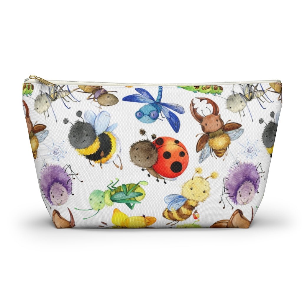Ladybugs, Bees and Dragonflies Accessory Pouch w T-bottom - Puffin Lime