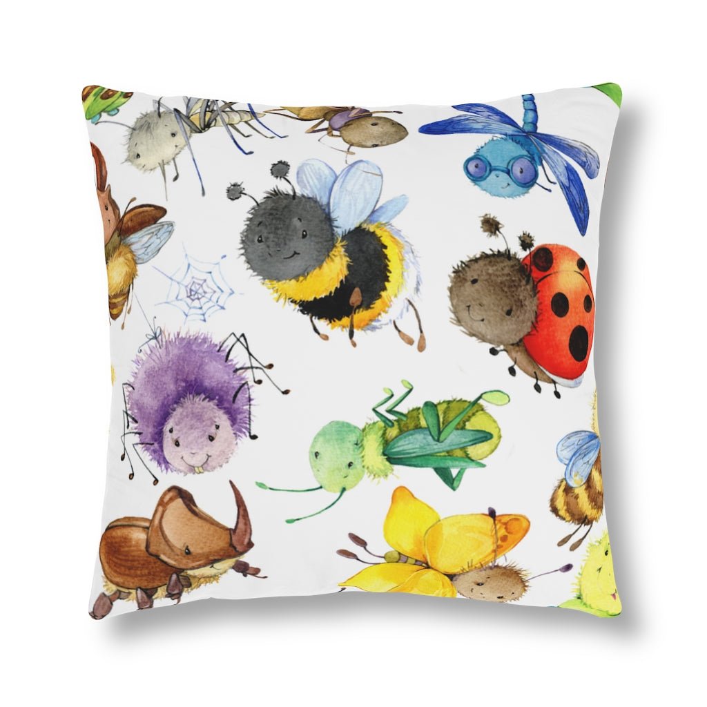 Ladybugs, Bees and Dragonflies Outdoor Pillow - Puffin Lime