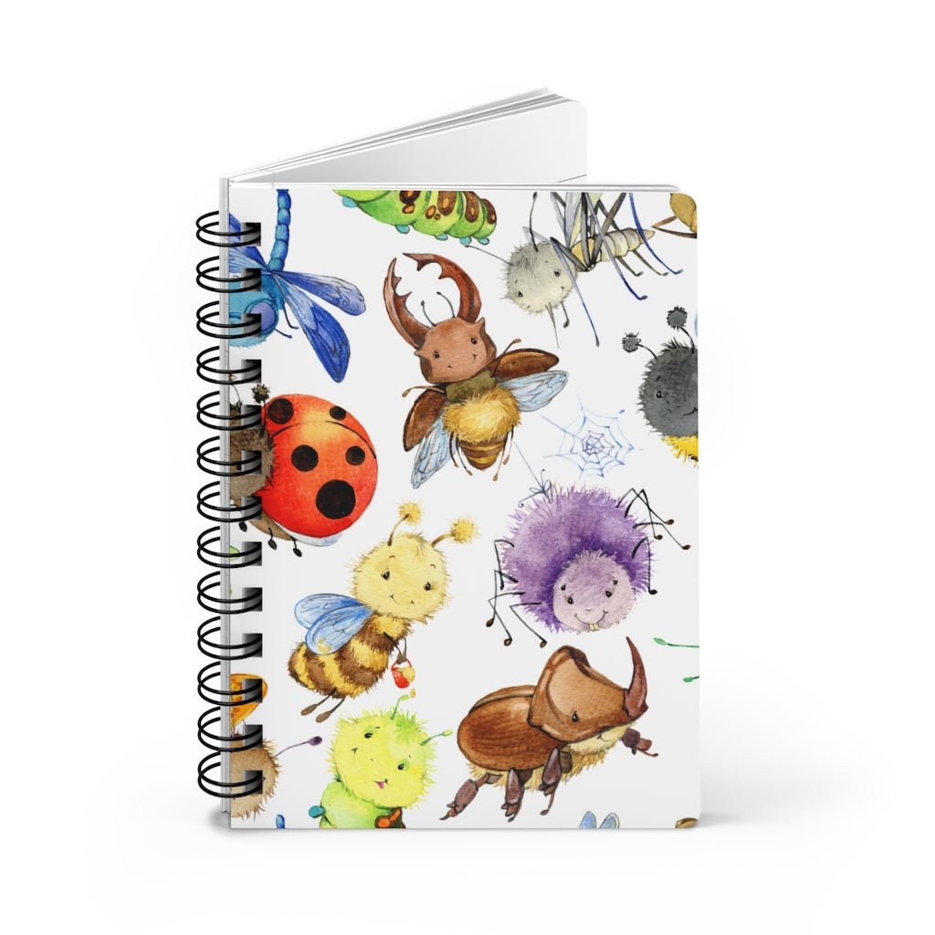 Ladybugs, Bees and Dragonflies Spiral Bound Journal - Puffin Lime