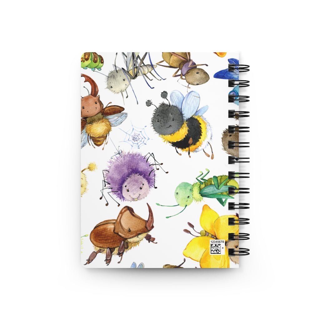 Ladybugs, Bees and Dragonflies Spiral Bound Journal - Puffin Lime