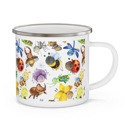 Ladybugs, Bees and Dragonflies Stainless Steel Camping Mug - Puffin Lime