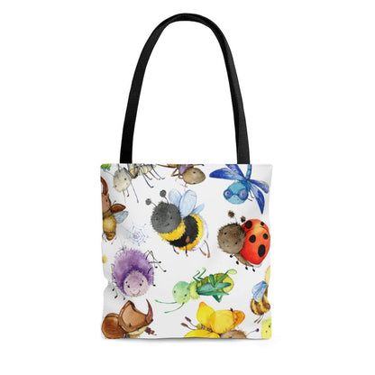 Ladybugs, Bees and Dragonflies Tote Bag - Puffin Lime
