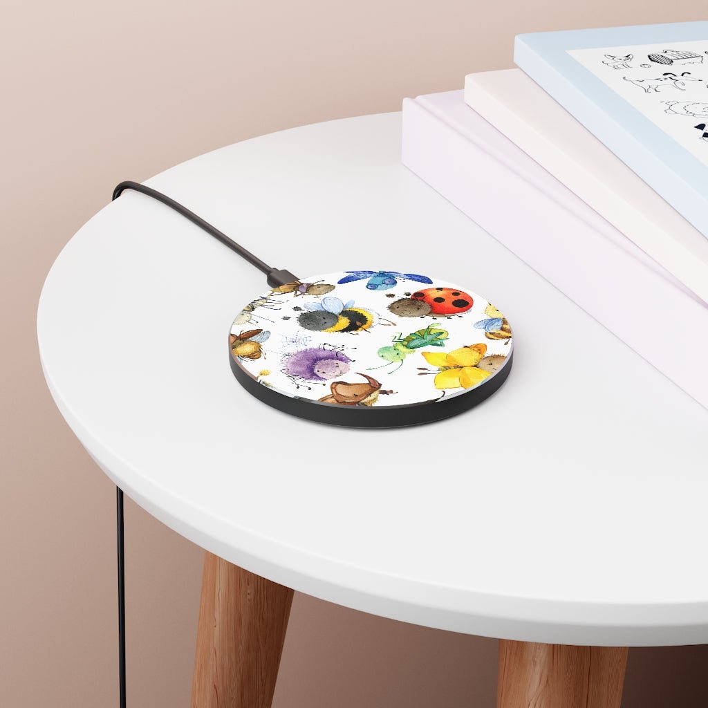 Ladybugs, Bees and Dragonflies Wireless Charger - Puffin Lime