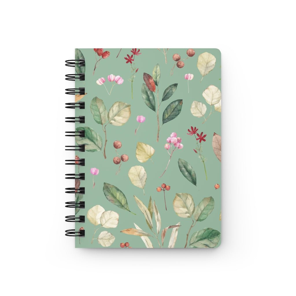 Leaves and Berries Spiral Bound Journal - Puffin Lime