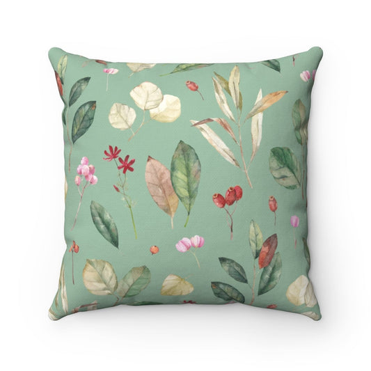 Leaves and Berries Square Throw Pillow