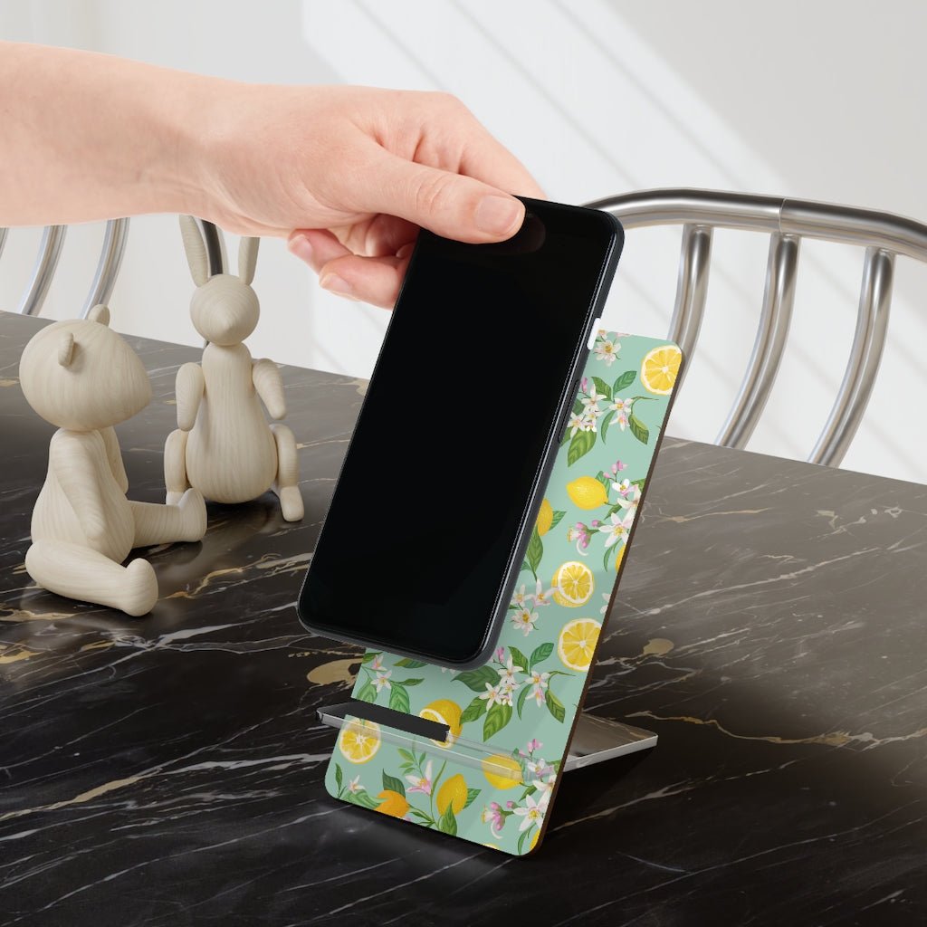 Lemons and Flowers Mobile Display Stand for Smartphones - Puffin Lime