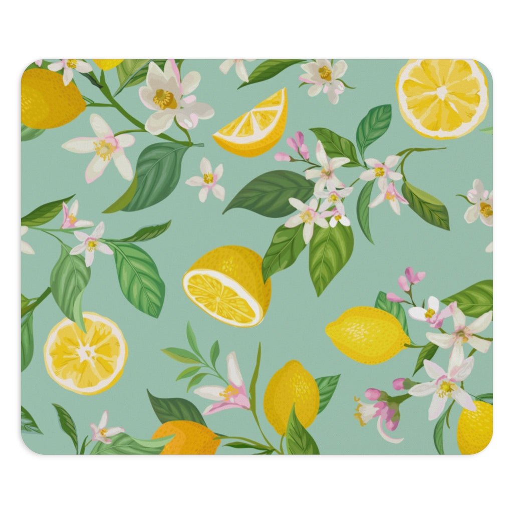 Lemons and Flowers Mouse Pad - Puffin Lime