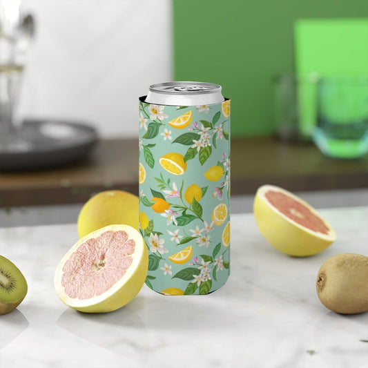 Lemons and Flowers Slim Can Cooler