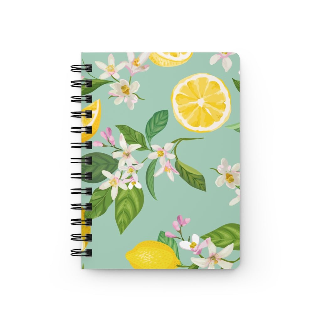 Lemons and Flowers Spiral Bound Journal - Puffin Lime