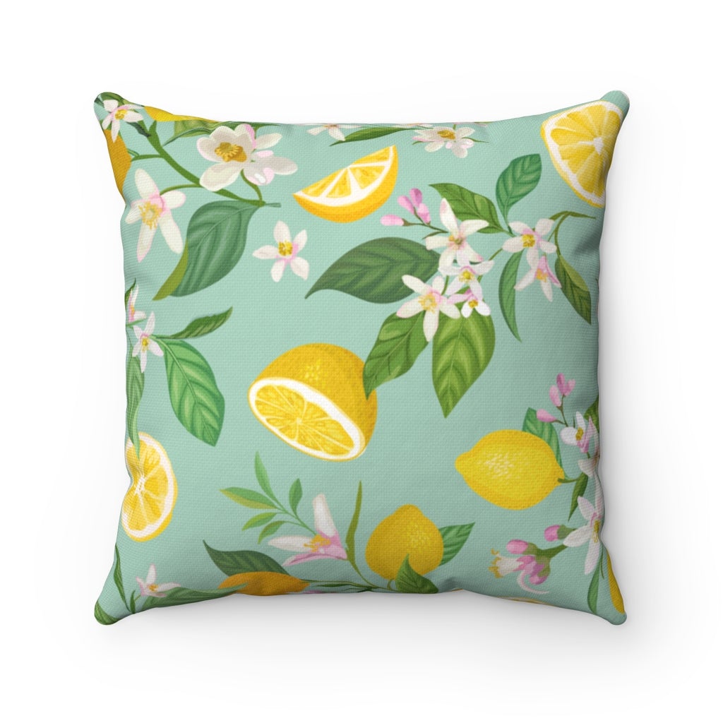Lemons and Flowers Throw Pillow