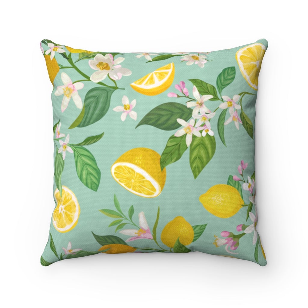 Lemons and Flowers Throw Pillow