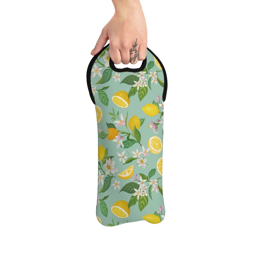 Lemons and Flowers Wine Tote Bag