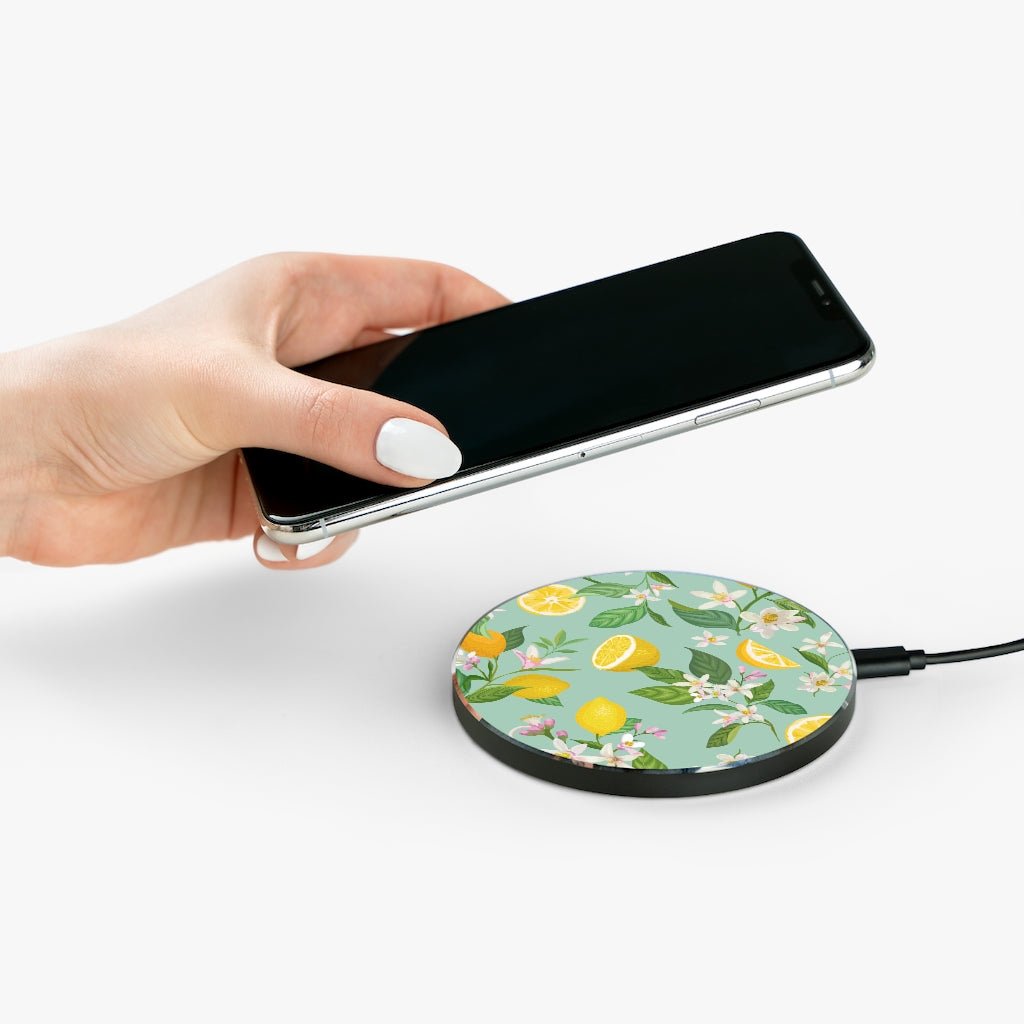 Lemons and Flowers Wireless Charger - Puffin Lime