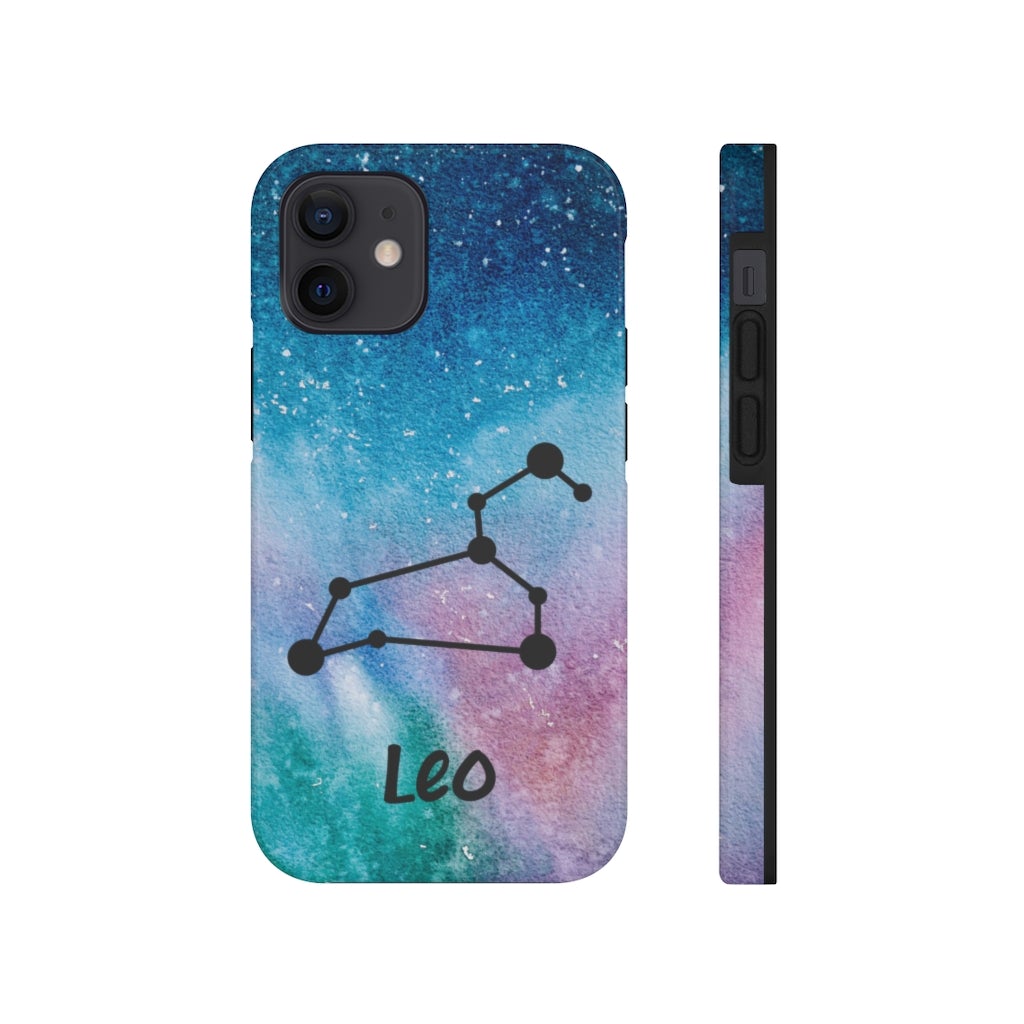 Leo Zodiac Blue Green Pink Galaxy Phone Case