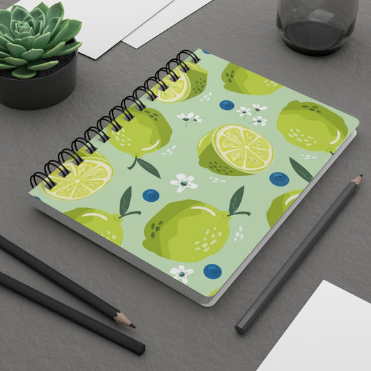 Limes and Blueberries Spiral Bound Journal - Puffin Lime