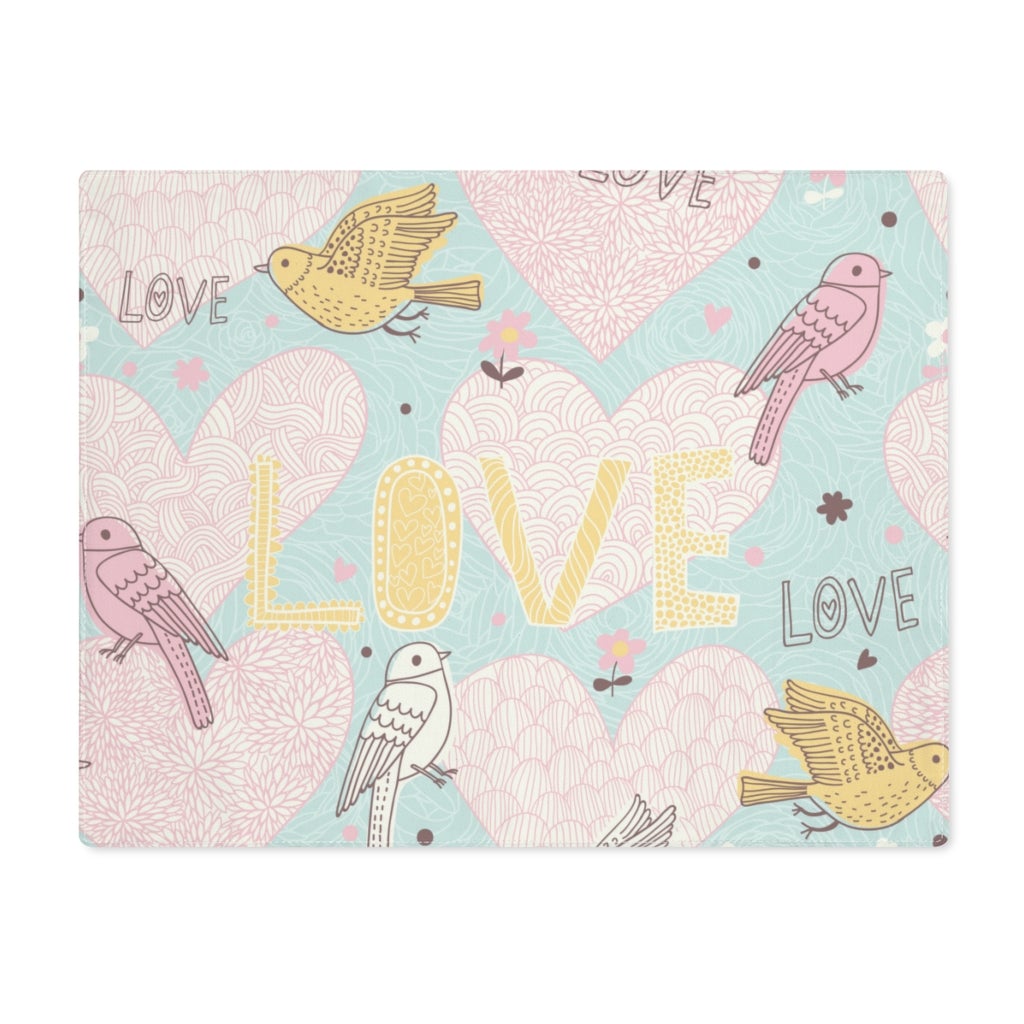 Love Birds Cotton Placemat - Puffin Lime