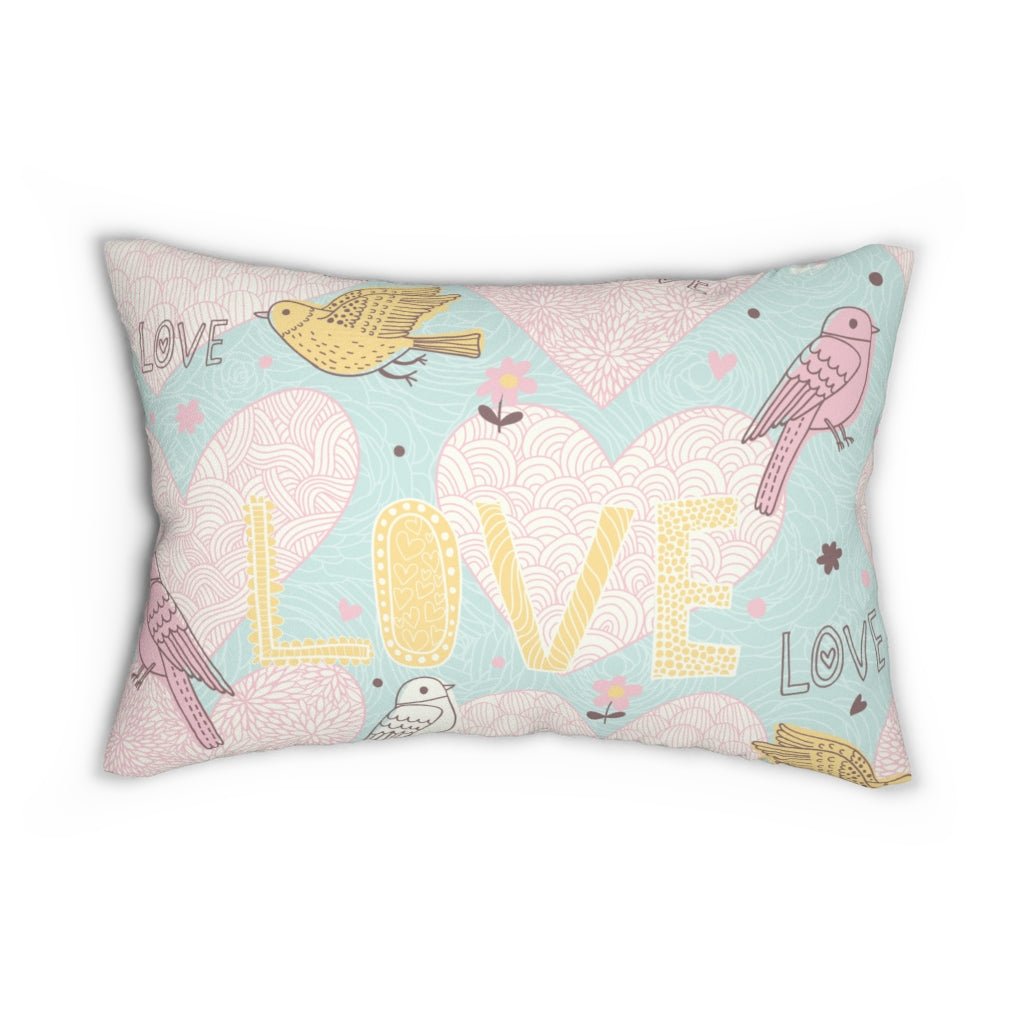 Love Birds Lumbar Pillow - Puffin Lime