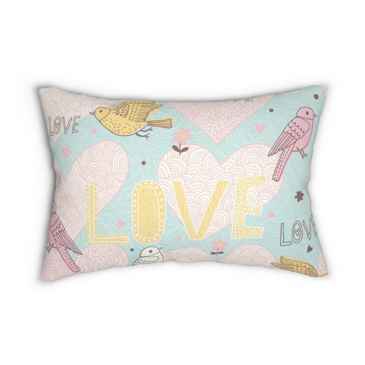 Love Birds Lumbar Pillow - Puffin Lime