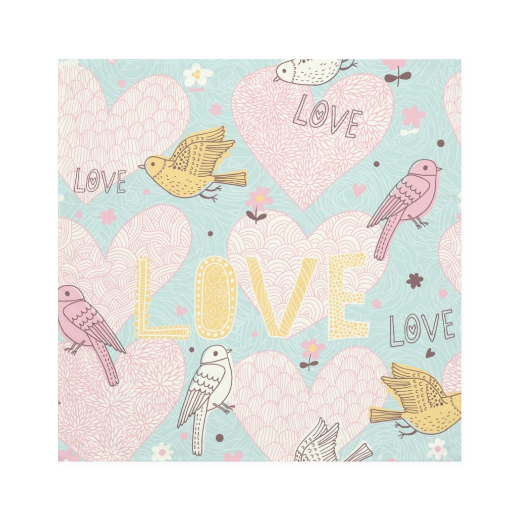 Love Birds Polyester Fabric Napkins Set of 4 - Puffin Lime