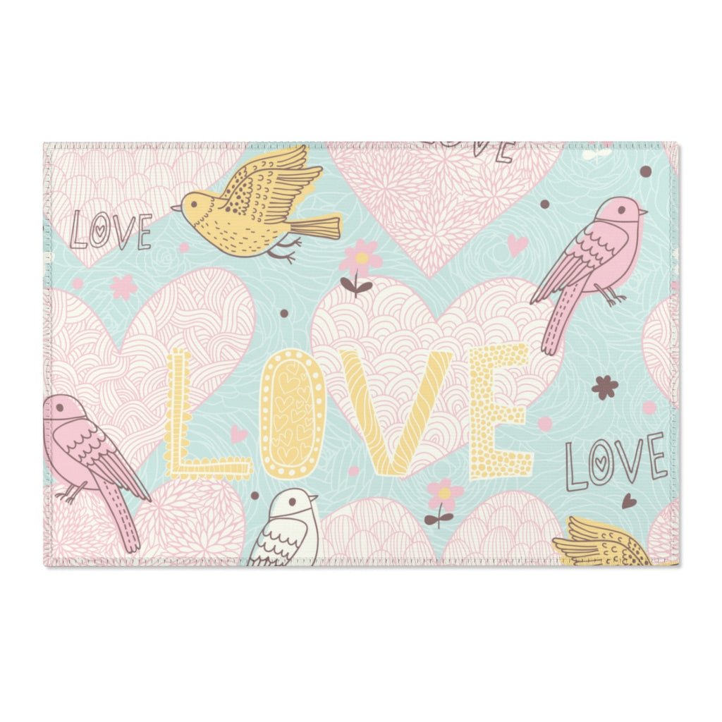 Love Birds Rug 36"x24" - Puffin Lime