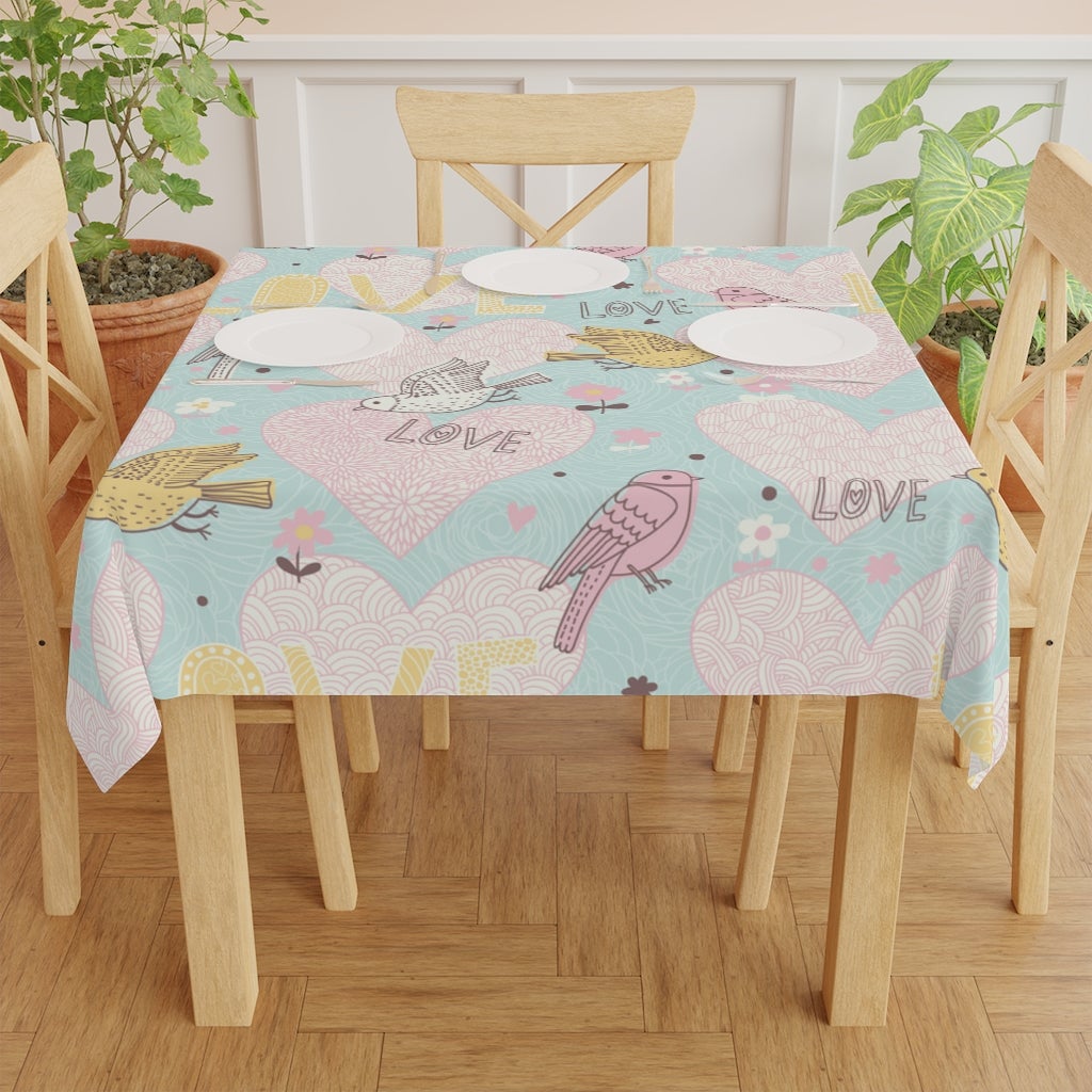 Love Birds Table Cloth - Puffin Lime