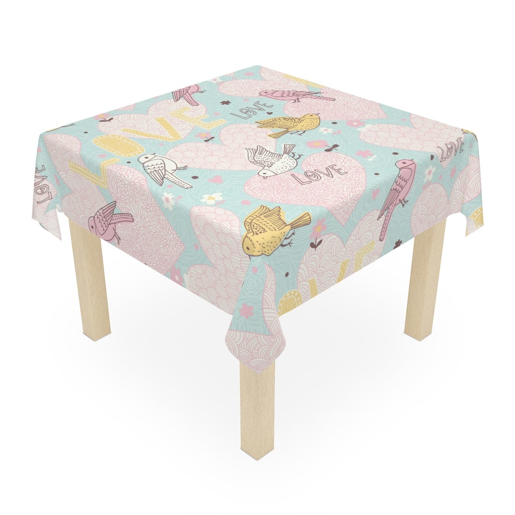 Love Birds Table Cloth - Puffin Lime