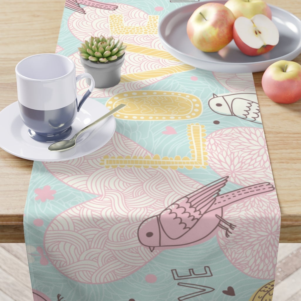 Love Birds Table Runner - Puffin Lime