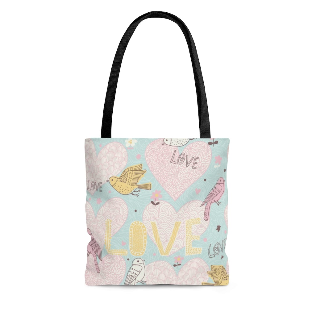Love Birds Tote Bag - Puffin Lime