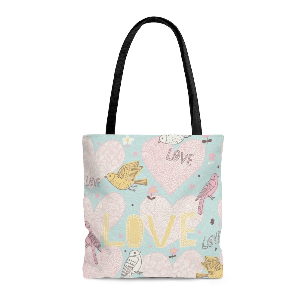 Love Birds Tote Bag - Puffin Lime