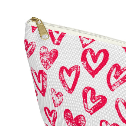 Lovely Hearts Accessory Pouch w T-bottom - Puffin Lime