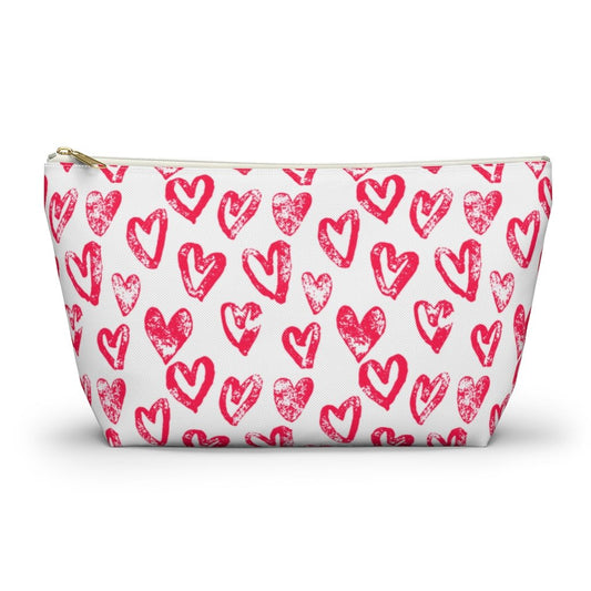 Lovely Hearts Accessory Pouch w T-bottom - Puffin Lime