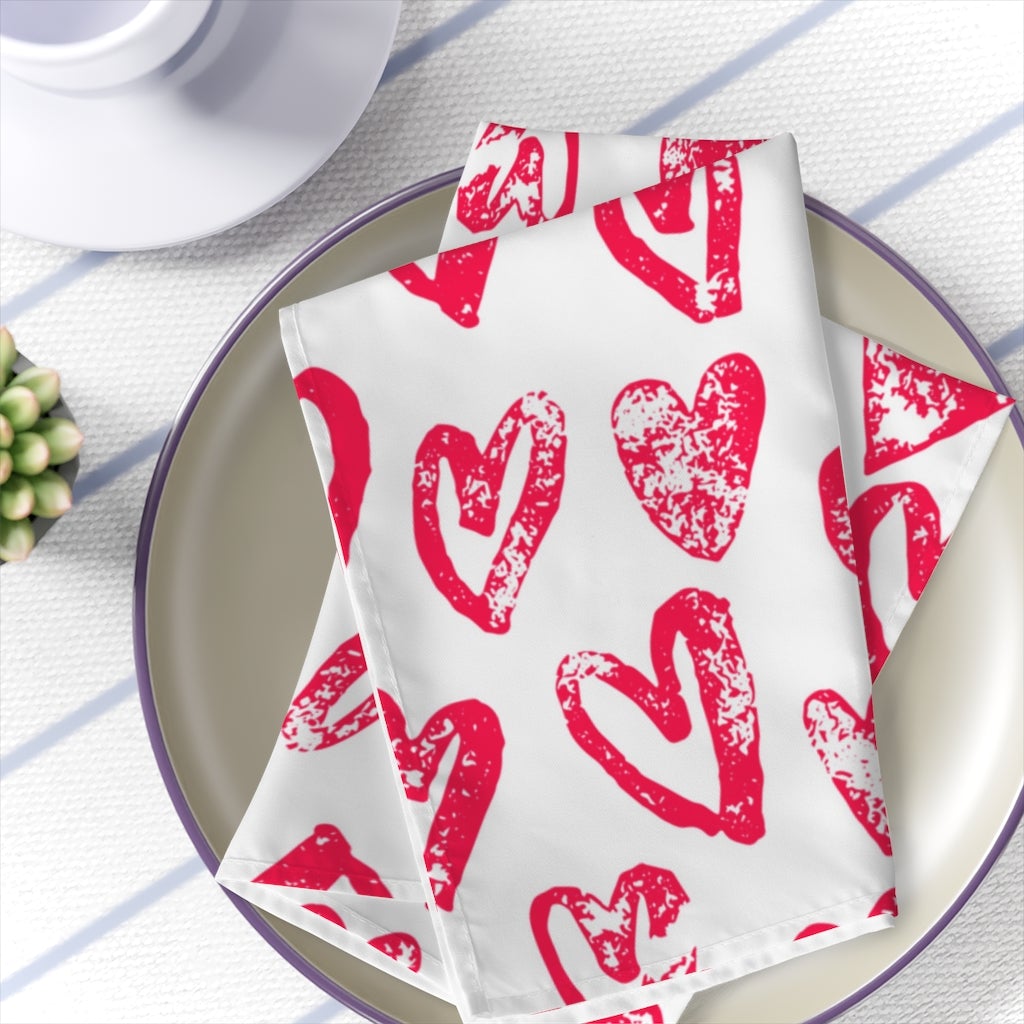 Lovely Hearts Napkins - Puffin Lime