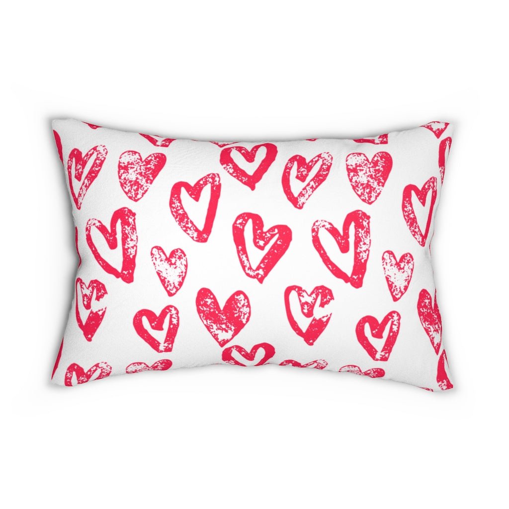 Lovely Hearts Spun Polyester Lumbar Pillow - Puffin Lime
