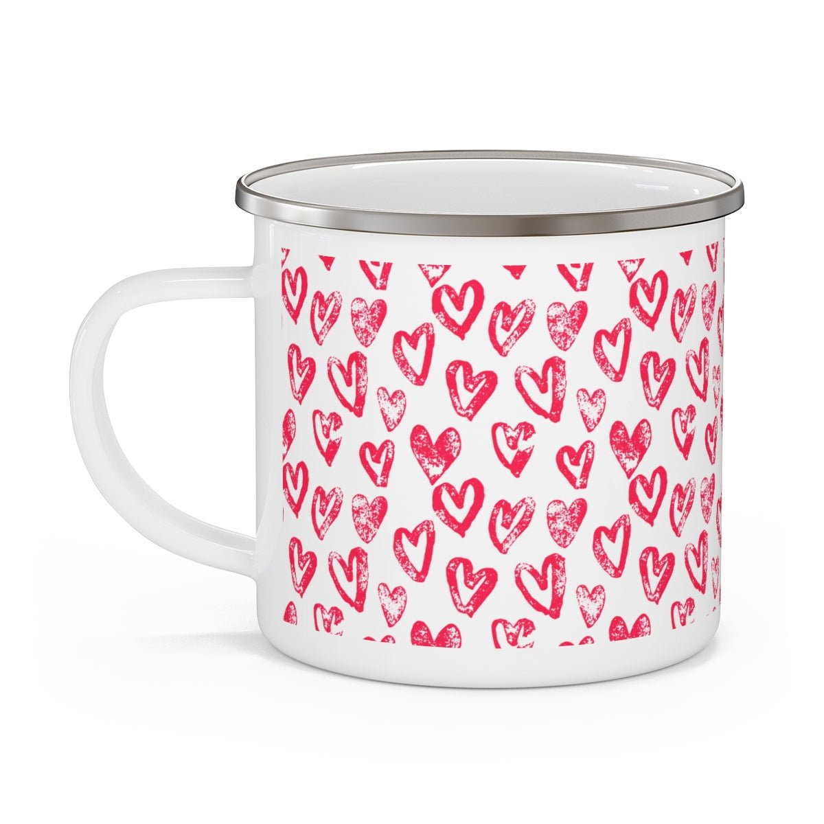 Lovely Hearts Stainless Steel Camping Mug - Puffin Lime